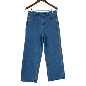 Kate Spade Cropped Super High Rise Blue Wide Leg Jeans Stretch Denim Size 30